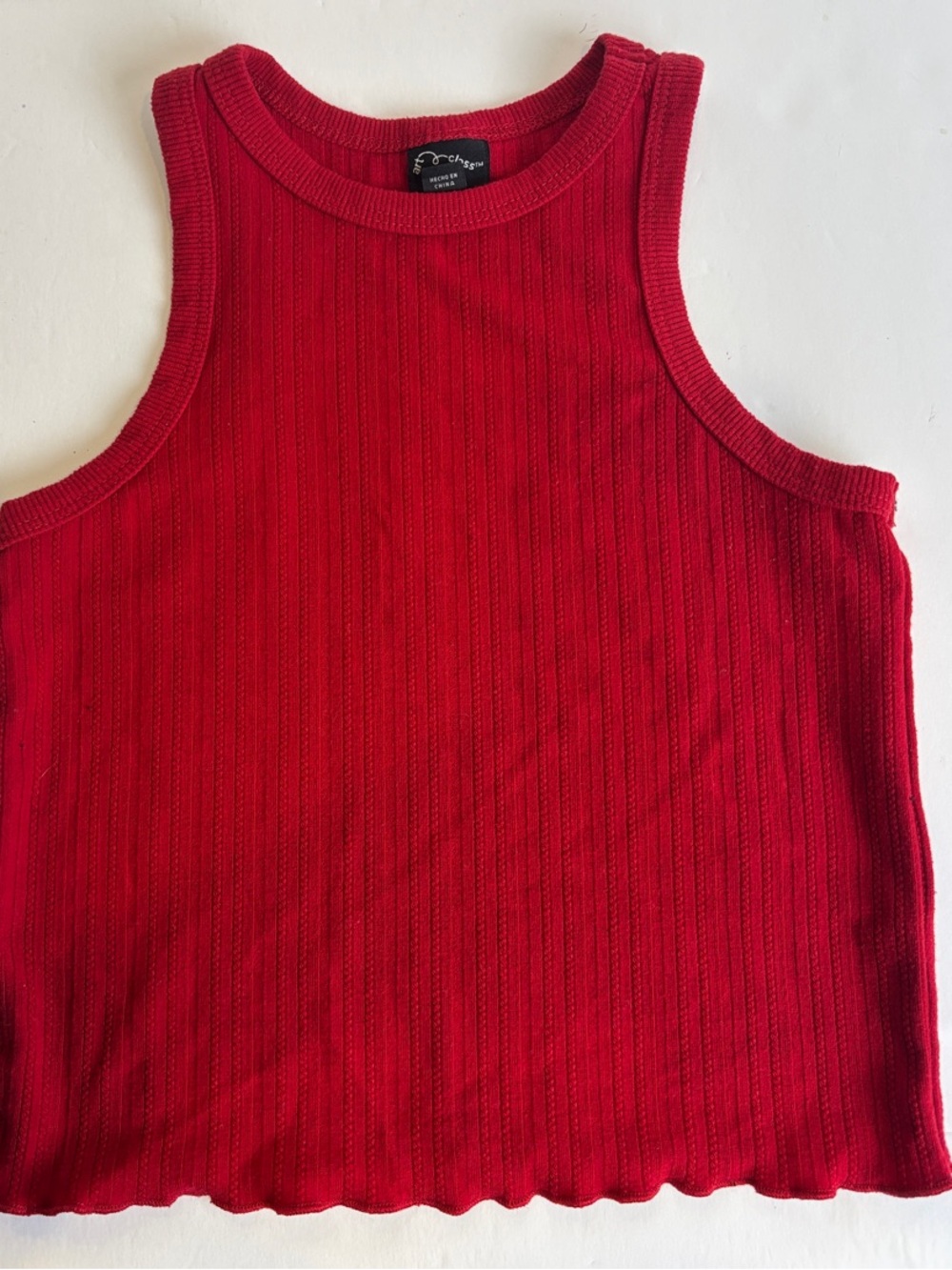 Art Class Target Red Ribbed Knit High Neck Cropped Tank Top
